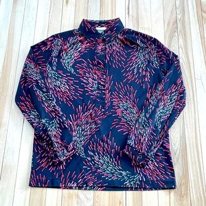 Vintage 1970s Firework Print Polyester Disco Blouse